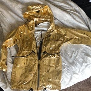 Gold nylon anorak coat